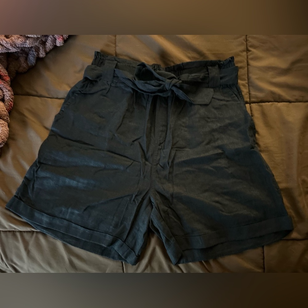 Orange Creek Blue High Waist Shorts with Tie Belt